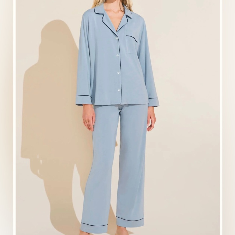 Gisele TENCEL™ Modal Long PJ Set- Ciel/Navy